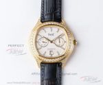 UF Factory Piaget Black Tie Baguette Diamond All Gold Case Black Leather Strap 42 MM 9100 Watch